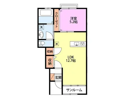 ルミナスI(1LDK/1階)の間取り写真