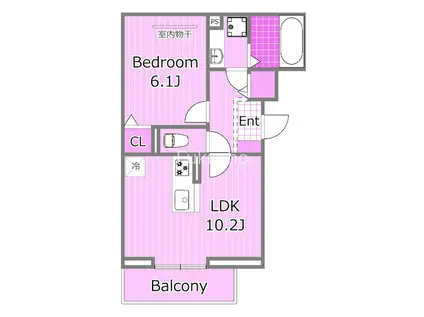 ディパイナヒノ(1LDK/2階)の間取り写真