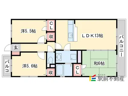 メゾンくりえいと(3LDK/1階)の間取り写真