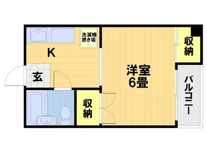 アーバンハイツ上長者町通(1K/2階)の間取り写真