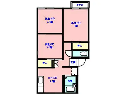 第二芝ハイツ(3DK/1階)の間取り写真