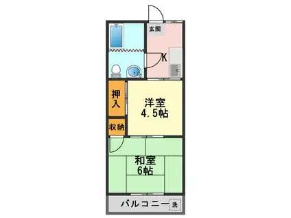 興和ビル(2K/4階)の間取り写真
