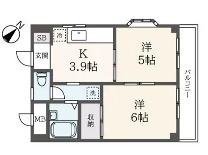 グリーンガーデン(2K/8階)の間取り写真