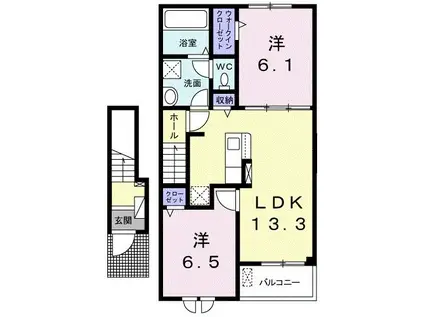 サンフラウア(2LDK/2階)の間取り写真