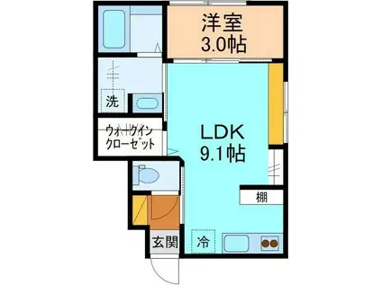 HELIOS中川原ドゥ(1LDK/1階)の間取り写真