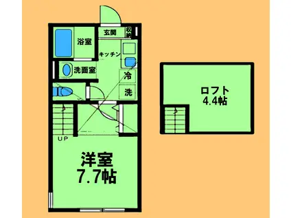 イディアス橋本Ⅰ番館(1K/2階)の間取り写真