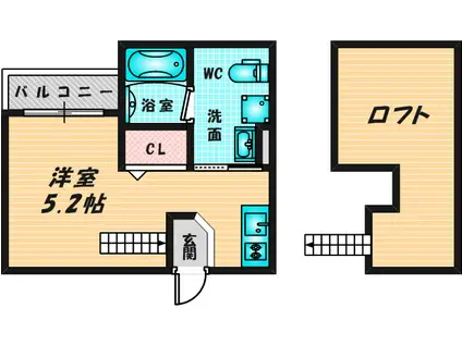 CELESTE弥刀(1K/2階)の間取り写真