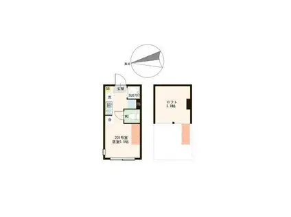 ハーモニーテラス赤羽岩淵(ワンルーム/2階)の間取り写真