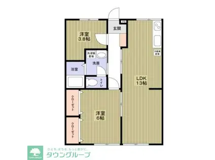 エステートピアラフォーレA(2LDK/1階)の間取り写真