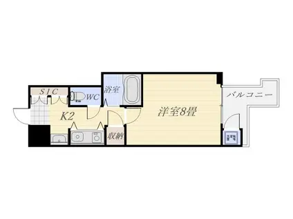 リバービュー102(1K/4階)の間取り写真