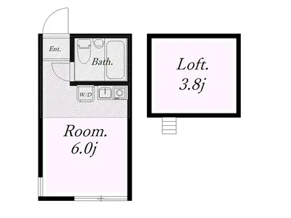 ユナイト山手ラパスの瞳(ワンルーム/2階)の間取り写真