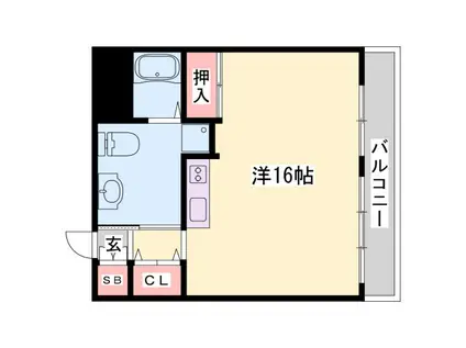 ハッピーエイジ土山(ワンルーム/6階)の間取り写真