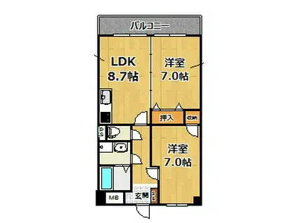 リラ姫里(2LDK/5階)の間取り写真