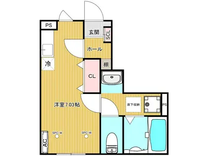 スターフィールド(ワンルーム/1階)の間取り写真