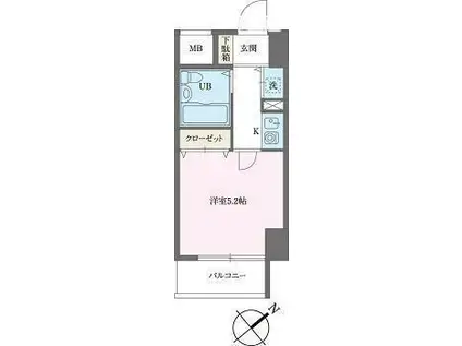 ベルトピア新松戸第2(ワンルーム/2階)の間取り写真