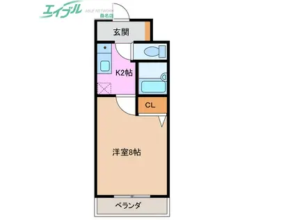 エスポワール神成(1K/2階)の間取り写真