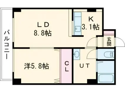 LE CIEL常磐(1LDK/3階)の間取り写真