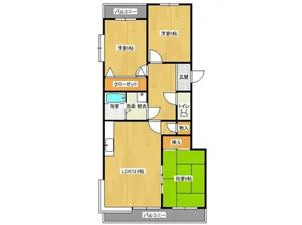 フルハウス稗田(3LDK/3階)の間取り写真