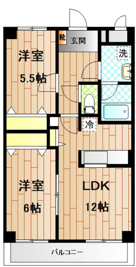ウエストアール(2LDK/1階)の間取り写真