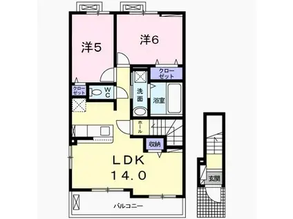 ベル・フィオーレS(2LDK/2階)の間取り写真