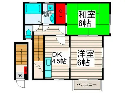ドミール西新井(2DK/2階)の間取り写真