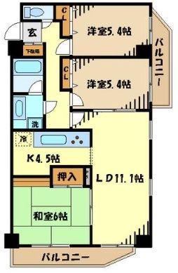 GLEASON GARDEN(3LDK/2階)の間取り写真