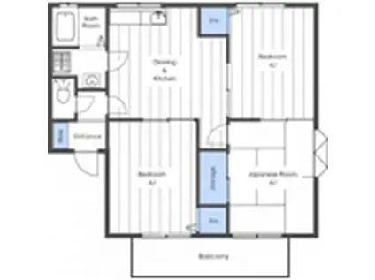 PISO A棟(3DK/1階)の間取り写真