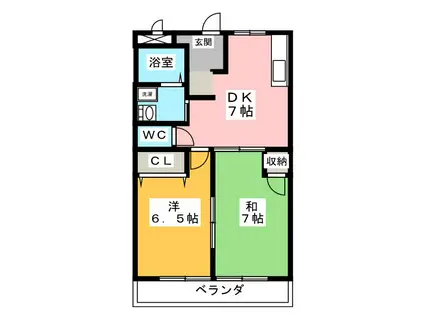 エクセレント山宝(2DK/2階)の間取り写真