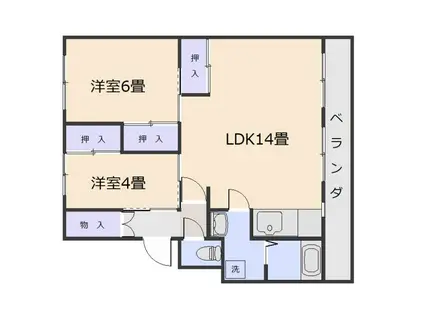 サルヴァトーレ伊敷(2LDK/3階)の間取り写真