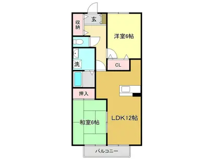 フォブール一宮(2LDK/1階)の間取り写真