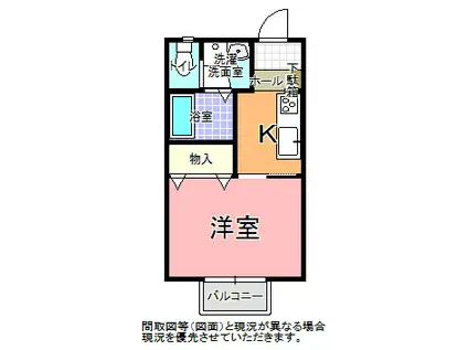 コスモ城南(1K/2階)の間取り写真