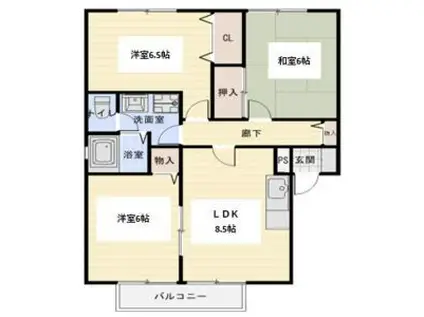 ソレイユ東保(3LDK/1階)の間取り写真