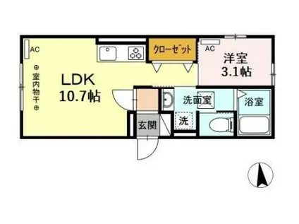 D-HILLS元浜(1LDK/3階)の間取り写真