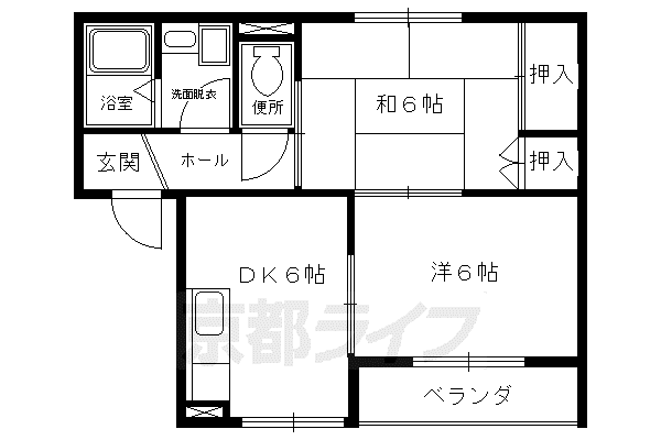 メゾン・ド・ボワI(2DK/1階)の間取り写真