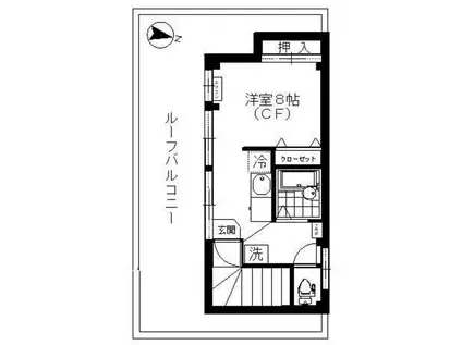 百瀬ビル(ワンルーム/4階)の間取り写真