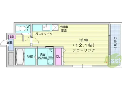 ウィング遊(ワンルーム/3階)の間取り写真