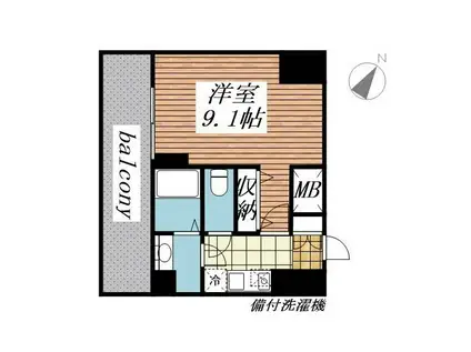 メゾン・ド・ヴィレ恵比寿(1K/10階)の間取り写真