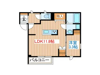 ARCIA長町一丁目(1LDK/2階)の間取り写真