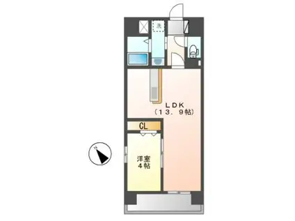 PRIMAL千種LUNO(1LDK/4階)の間取り写真