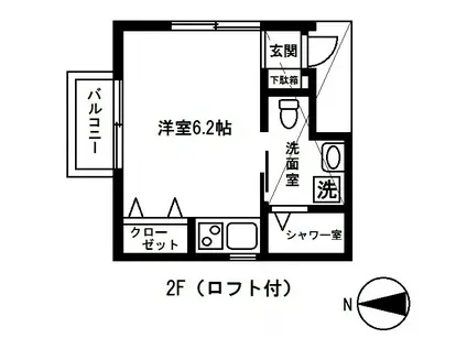 S・FLAT(ワンルーム/2階)の間取り写真