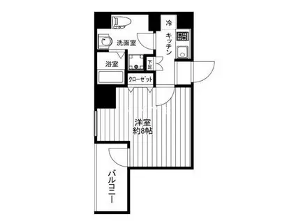 クリアルプレミア八丁堀(1K/2階)の間取り写真