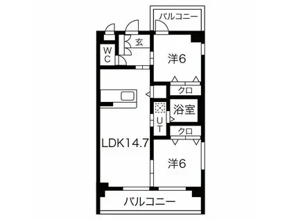 あおなみ線 荒子川公園駅 徒歩40分 3階建 築8年(2LDK/3階)の間取り写真