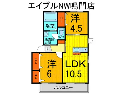 メゾン竹島I・II(2LDK/1階)の間取り写真
