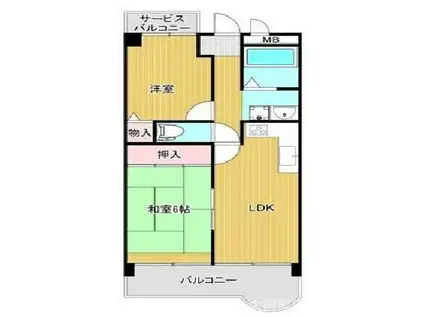 パインブルックアネックス(2LDK/7階)の間取り写真