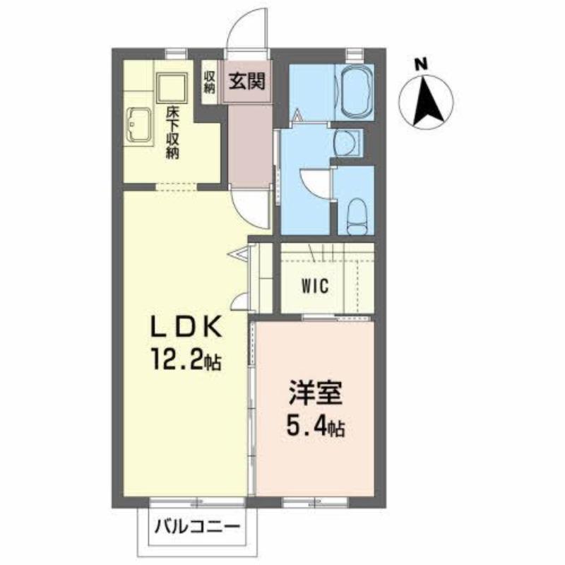 ディアス福室(1LDK/1階)の間取り写真