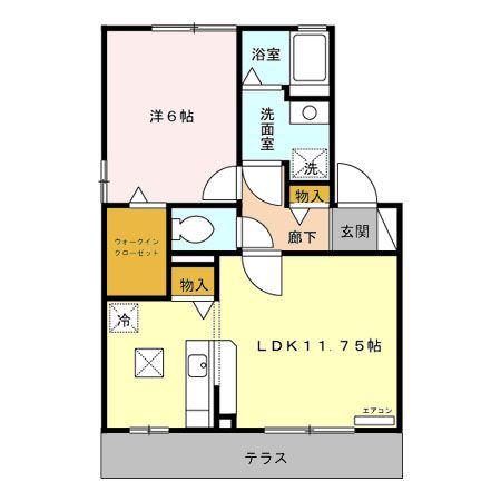リビングタウン横田新町A棟(1LDK/1階)の間取り写真
