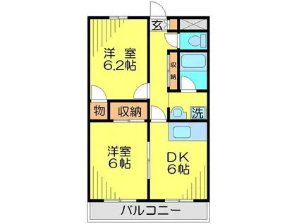 リヴェール(2DK/4階)の間取り写真