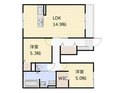 妹尾アパート(2LDK/1階)の間取り写真