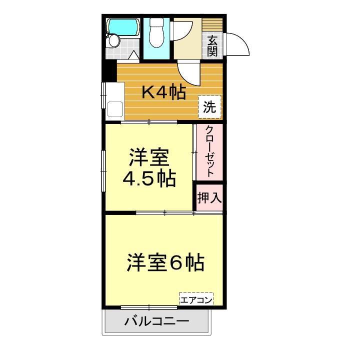 綾羅木FTビル(2K/6階)の間取り写真