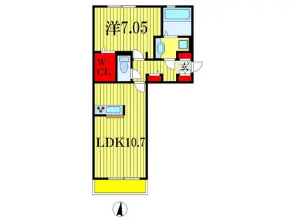 京成千原線 千葉寺駅 徒歩5分 3階建 築8年(1LDK/2階)の間取り写真